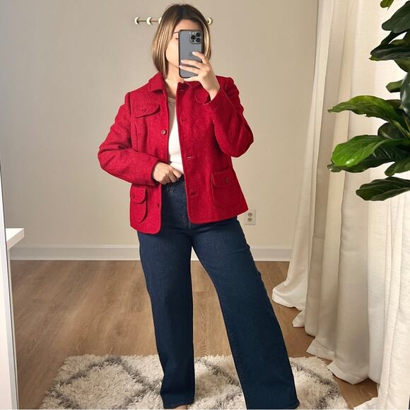 Vintage 70s Pendleton Red Wool Blazer Jacket Medium/16 Retro Holiday - Picture 4 of 9